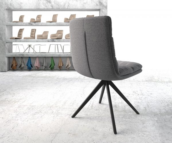 Otočná židle Abelia-Flex s texturovanou látkou světle šedá křížový rám hranatý černý 180° otočný - Image 3