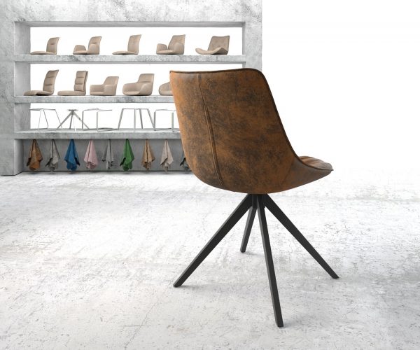 Otočná židle Elda-Flex hnědá vintage křížová podnož hranatá otočná černá - Image 3