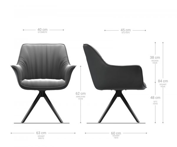 Otočná židle Keila-Flex s područkami béžová vintage křížová podnož hranatá černá - Image 5