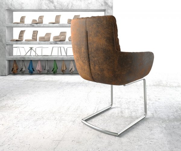 Jídelní židle Abelia-Flex s područkami Hnědá Vintage Cantilever Round Nerezová Ocel - Image 3