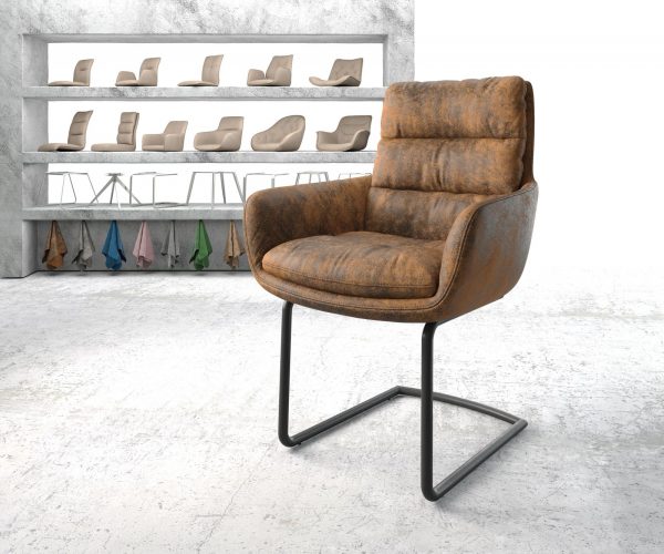 Jídelní židle Abelia-Flex s područkami Hnědá Vintage Cantilever Round Černá