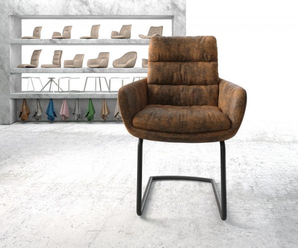 Jídelní židle Abelia-Flex s područkami Hnědá Vintage Cantilever Round Černá - Image 2