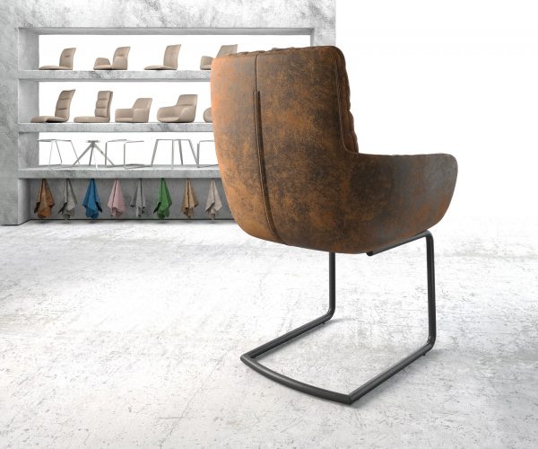 Jídelní židle Abelia-Flex s područkami Hnědá Vintage Cantilever Round Černá - Image 3