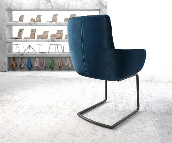 Jídelní židle Abelia-Flex s područkami Samet Modrá Cantilever Round Černá - Image 3