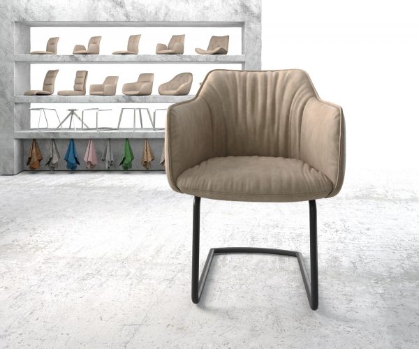 Jídelní židle Elda-Flex s područkami Béžová Vintage Cantilever Round Černá - Image 2