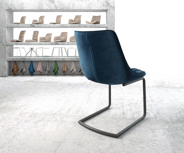 Otočná židle Elda-Flex Velvet Blue Cantilever Round Black - Image 3
