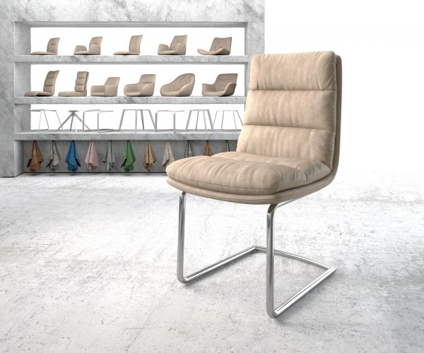 Jídelní židle Abelia-Flex Béžová Vintage Cantilever Round chromovaná