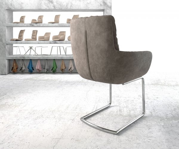 Jídelní židle Abelia-Flex s područkami Taupe Vintage Cantilever Round chromovaná - Image 3