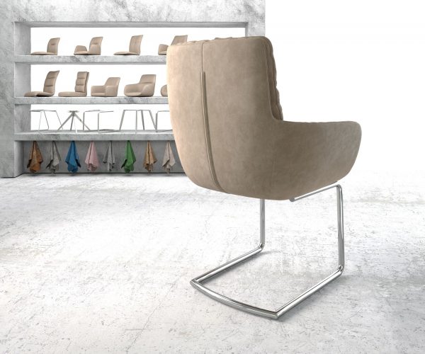 Jídelní židle Abelia-Flex s područkami Béžová Vintage Cantilever Round chromovaná - Image 3