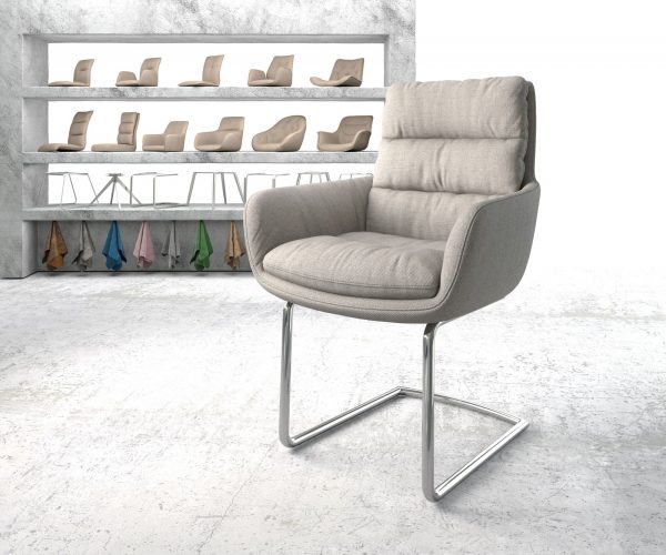 Jídelní židle Abelia-Flex s područkami Stripes Světle Šedá Cantilever Round Chromovaná