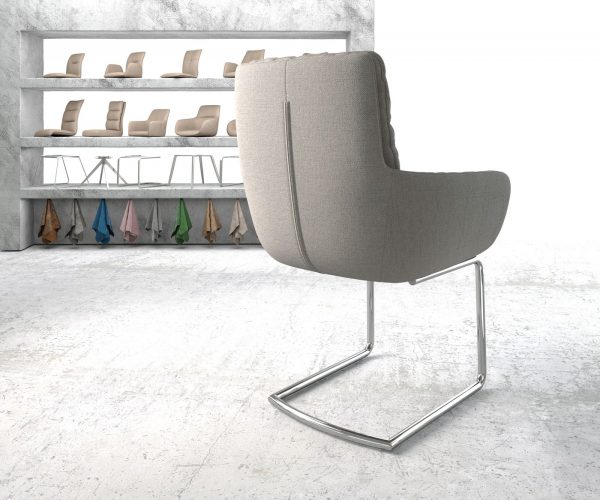 Jídelní židle Abelia-Flex s područkami Stripes Světle Šedá Cantilever Round Chromovaná - Image 3