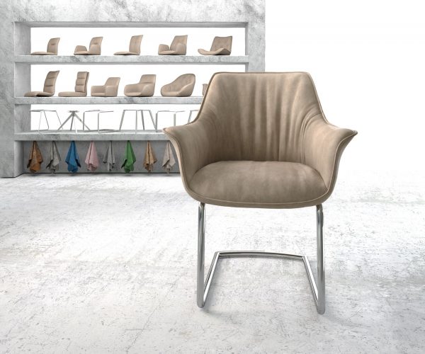 Jídelní židle Keila-Flex s područkami Béžová Vintage Cantilever Round chromovaná - Image 2