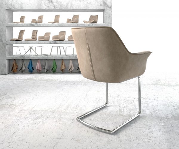 Jídelní židle Keila-Flex s područkami Béžová Vintage Cantilever Round chromovaná - Image 3