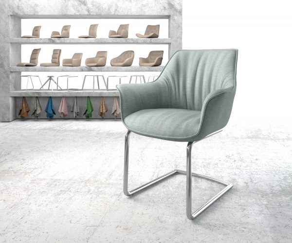 Otočná židle Keila-Flex Stripes Mint Cantilever Round Chrome