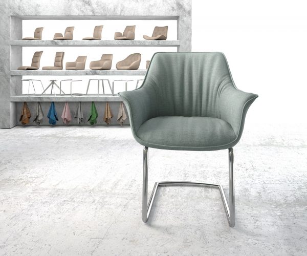 Otočná židle Keila-Flex Stripes Mint Cantilever Round Chrome - Image 2