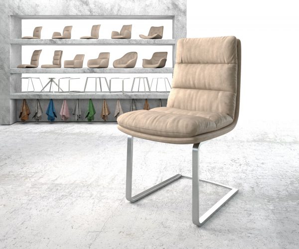 Jídelní židle Abelia-Flex Béžová Vintage Cantilever Flat Nerezová Ocel