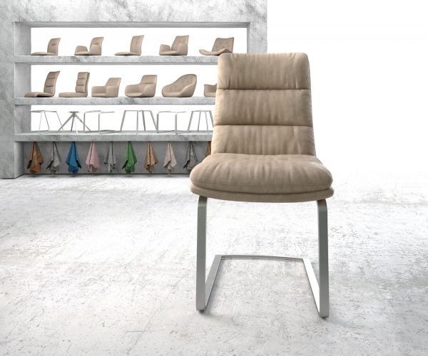 Jídelní židle Abelia-Flex Béžová Vintage Cantilever Flat Nerezová Ocel - Image 2