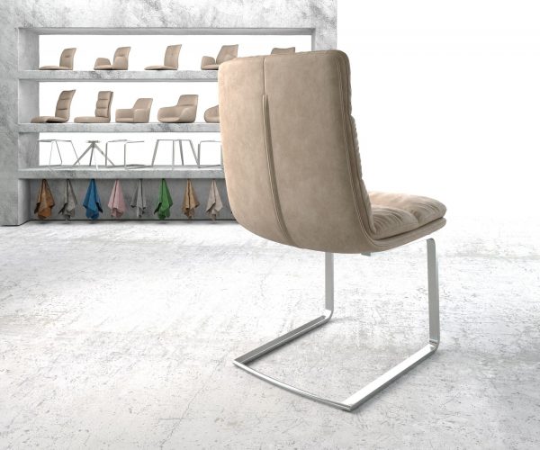 Jídelní židle Abelia-Flex Béžová Vintage Cantilever Flat Nerezová Ocel - Image 3