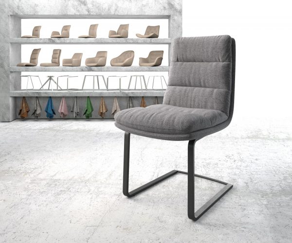 Otočná židle Abelia-Flex Textured Fabric Light Grey Cantilever Flat Black