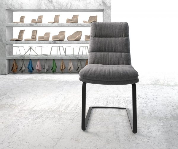 Otočná židle Abelia-Flex Textured Fabric Light Grey Cantilever Flat Black - Image 2