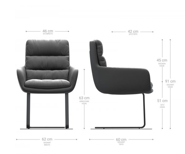 Jídelní židle Abelia-Flex s područkou samet modrá konzolová podnož plochá černá - Image 5