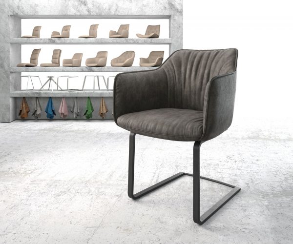 Houpací židle Elda-Flex s područkami antracit Vintage Cantilever Flat Black