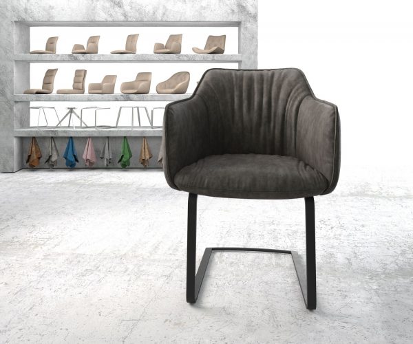 Houpací židle Elda-Flex s područkami antracit Vintage Cantilever Flat Black - Image 2