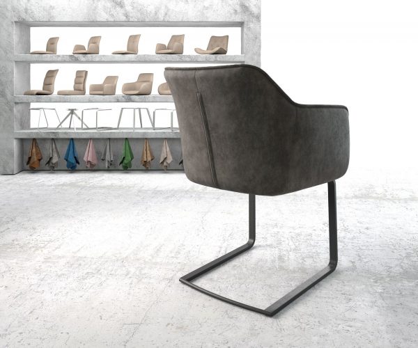 Houpací židle Elda-Flex s područkami antracit Vintage Cantilever Flat Black - Image 3