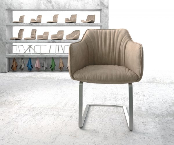 Jídelní židle Elda-Flex s područkami Béžová Vintage Cantilever Flat Nerezová Ocel - Image 2