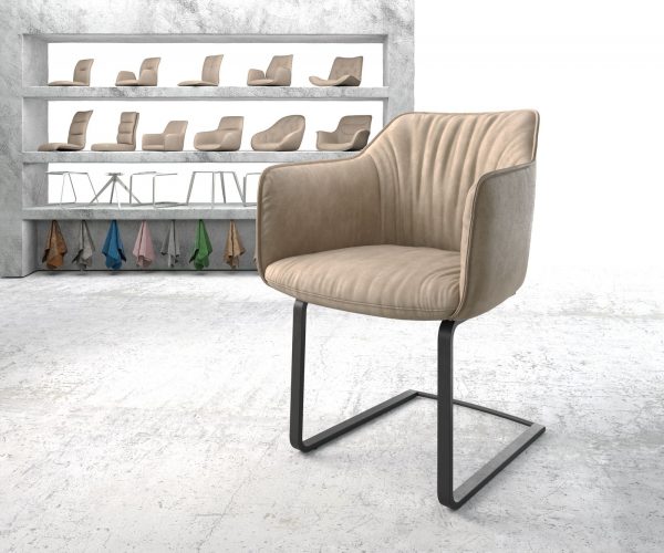 Jídelní židle Elda-Flex s područkami Béžová Vintage Cantilever Flat Černá
