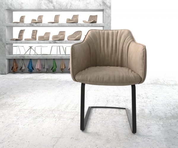 Jídelní židle Elda-Flex s područkami Béžová Vintage Cantilever Flat Černá - Image 2