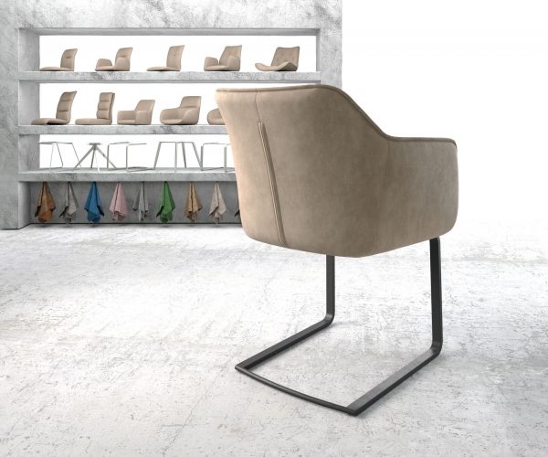 Jídelní židle Elda-Flex s područkami Béžová Vintage Cantilever Flat Černá - Image 3