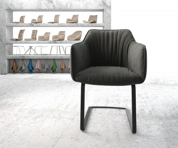 Otočná židle Elda-Flex s područkami Texturovaná tkanina Antracit Cantilever Flat Black - Image 2