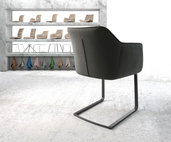 Otočná židle Elda-Flex s područkami Texturovaná tkanina Antracit Cantilever Flat Black - Image 3