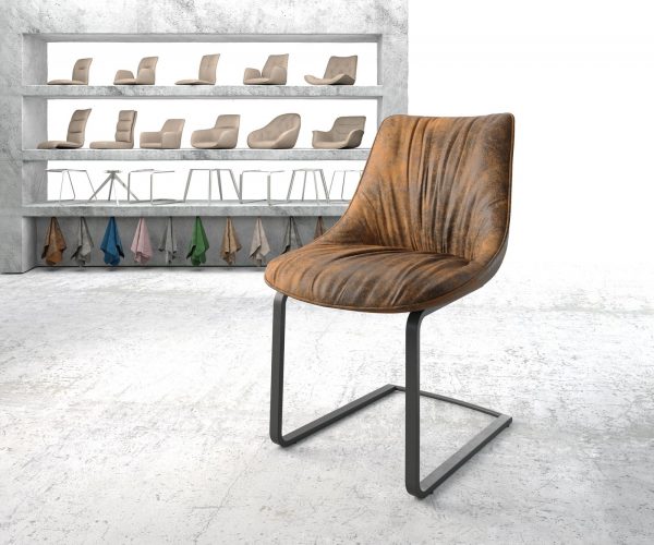 Jídelní židle Elda-Flex hnědá vintage konzolová podnož plochá černá