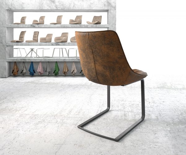 Jídelní židle Elda-Flex hnědá vintage konzolová podnož plochá černá - Image 3