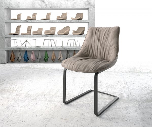 Jídelní židle Elda-Flex taupe vintage konzolová podnož plochá černá