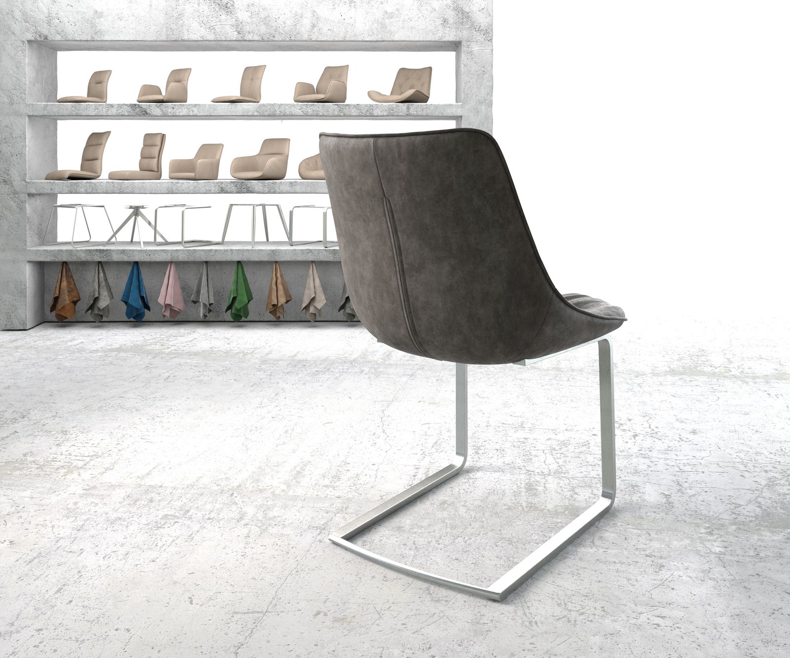 Konzolová jídelní židle Elda-Flex antracitová vintage plochý konzolová podnož nerezová ocel - Obrázek 3