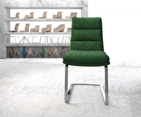 Otočná židle Abelia-Flex Velvet Green Cantilever Flat Chrome - Image 2
