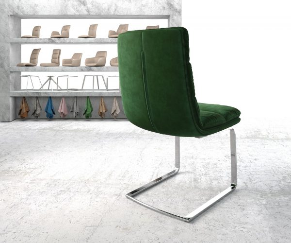 Otočná židle Abelia-Flex Velvet Green Cantilever Flat Chrome - Image 3