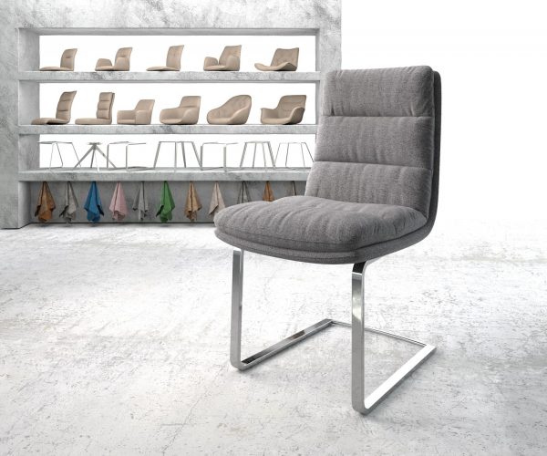Otočná židle Abelia-Flex Textured Fabric Light Grey Cantilever Flat Chrome