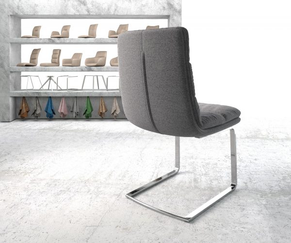 Otočná židle Abelia-Flex Textured Fabric Light Grey Cantilever Flat Chrome - Image 3