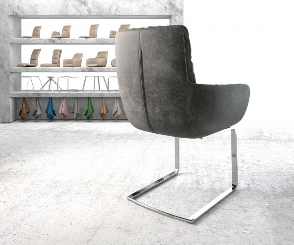 Jídelní židle Abelia-Flex s područkami Šedá Vintage Cantilever Flat chromovaná - Image 3