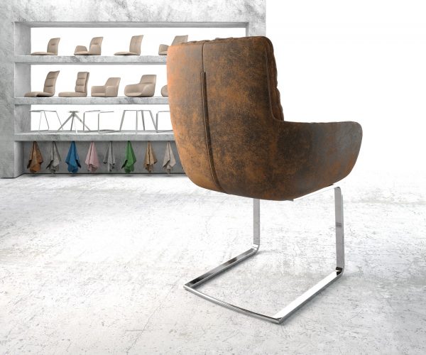 Jídelní židle Abelia-Flex s područkami Hnědá Vintage Cantilever plochá chromovaná - Image 3