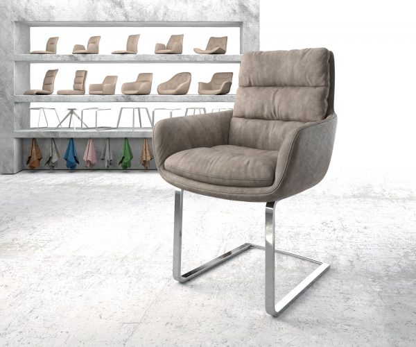 Jídelní židle Abelia-Flex s područkami Taupe Vintage Cantilever Flat chromovaná