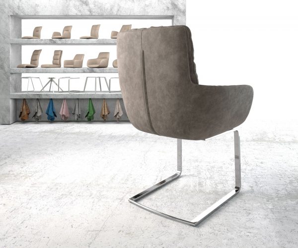 Jídelní židle Abelia-Flex s područkami Taupe Vintage Cantilever Flat chromovaná - Image 3