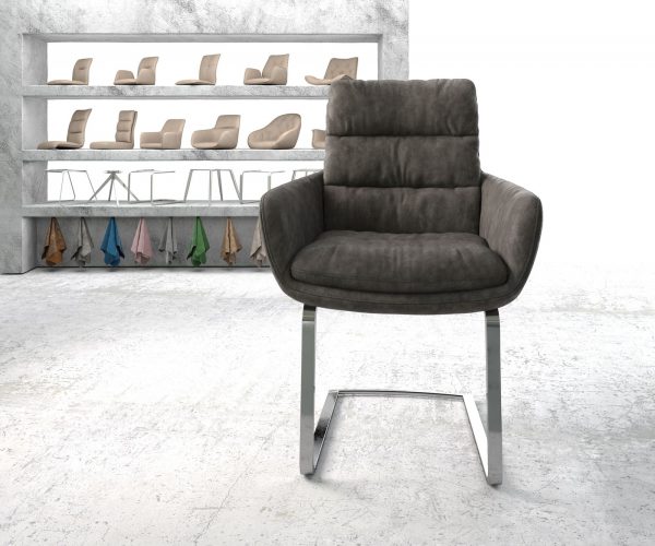 Jídelní židle Abelia-Flex s područkami antracit Vintage Cantilever Flat Chromovaná - Image 2