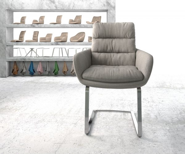 Jídelní židle Abelia-Flex s područkami Stripes Světle Šedá Cantilever Flat Chrome-plated - Image 2