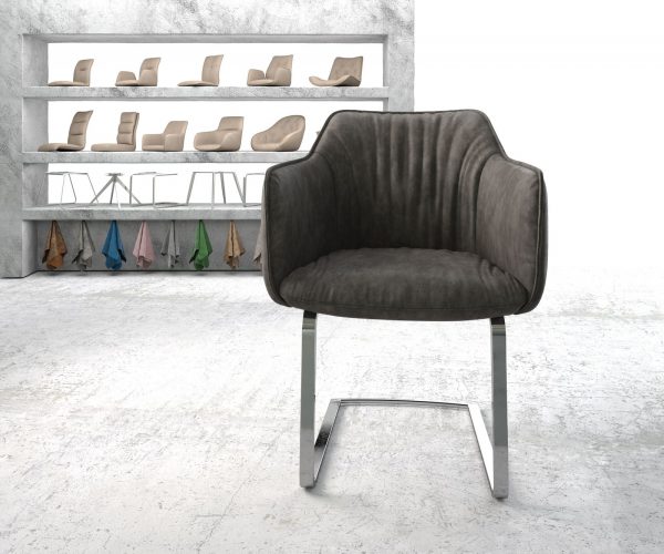 Houpací židle Elda-Flex s područkami Antracit Vintage Cantilever Flat Chrome - Image 2
