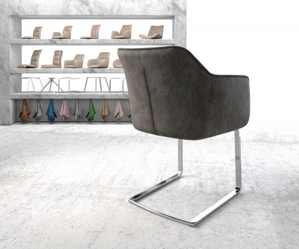 Houpací židle Elda-Flex s područkami Antracit Vintage Cantilever Flat Chrome - Image 3